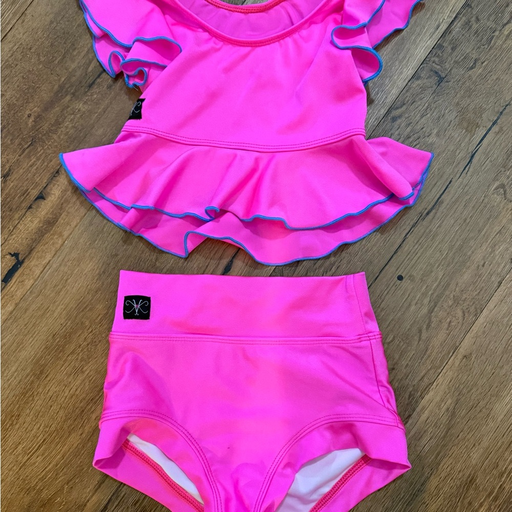 Pink Ruffled Kids Dance Set